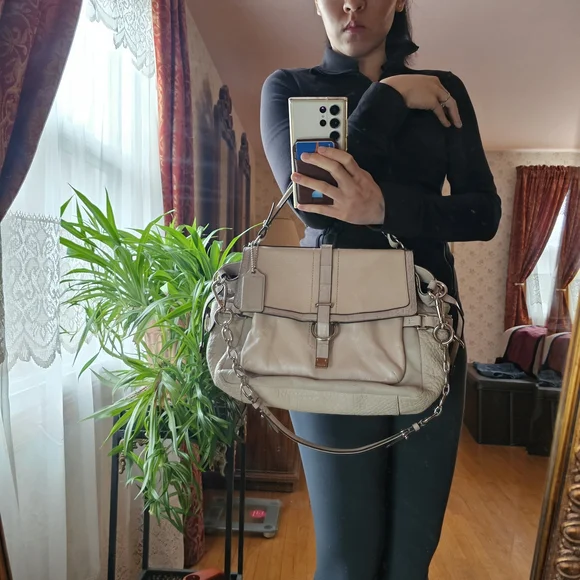 Vintage Y2K Cream Coach Madison Eva Pinnacle Leather Handbag - Picture 9 of 9